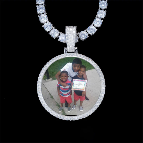 925S & VVS Moissanite 3D Circle Custom Picture Pendant