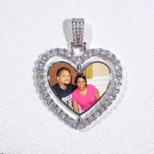3D Spinning 2-Faced Heart Custom Picture Pendant