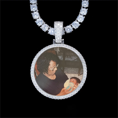 925S & VVS Moissanite 3D Circle Custom Picture Pendant
