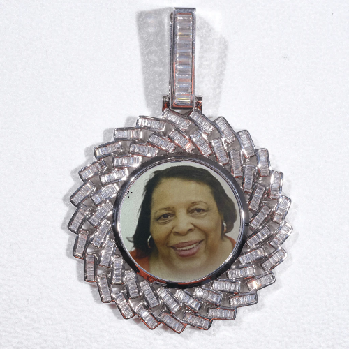 Large 3D Baguette Custom Picture Pendant