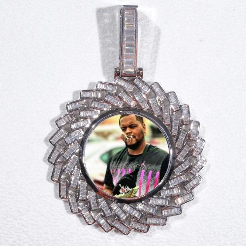 Large 3D Baguette Custom Picture Pendant