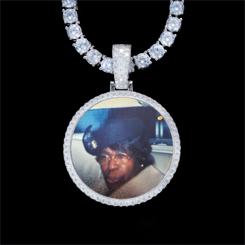 925S & VVS Moissanite 3D Circle Custom Picture Pendant