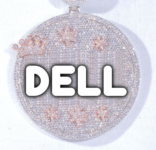 CUSTOM LETTER NECKLACE 3D BIG CROWN DISC
