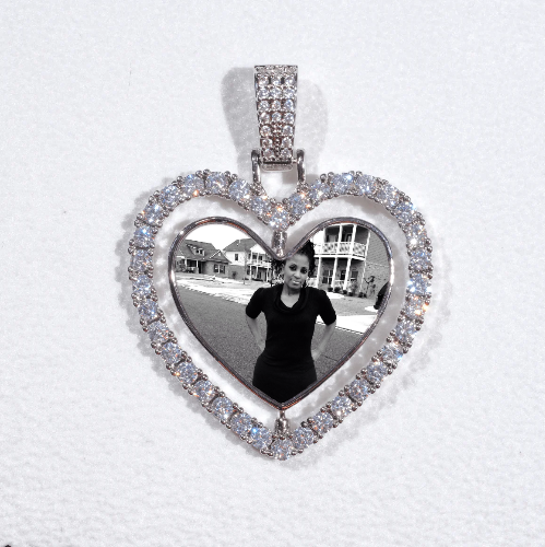 3D Spinning 2-Faced Heart Custom Picture Pendant