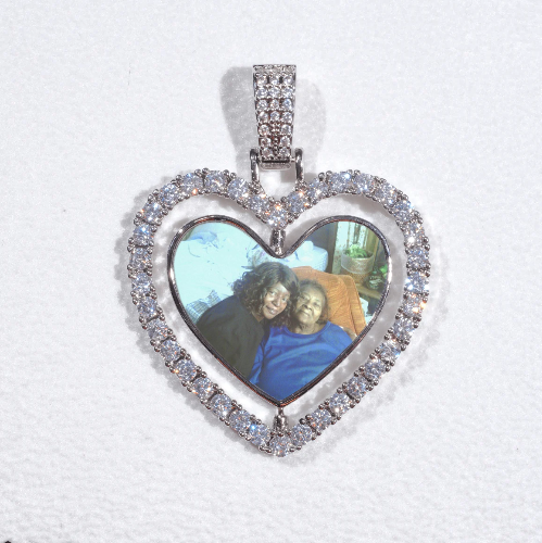 3D Spinning 2-Faced Heart Custom Picture Pendant