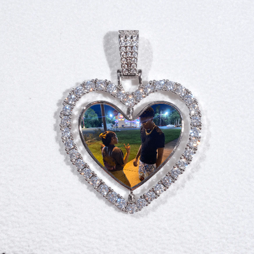 3D Spinning 2-Faced Heart Custom Picture Pendant