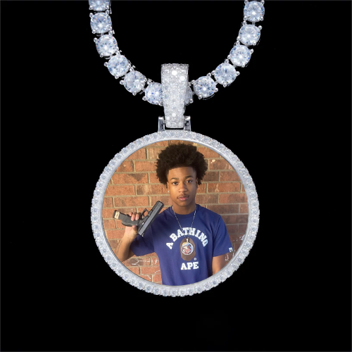 925S & VVS Moissanite 3D Circle Custom Picture Pendant