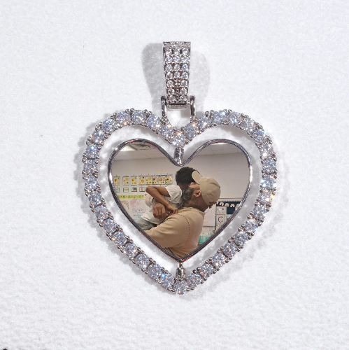 3D Spinning 2-Faced Heart Custom Picture Pendant