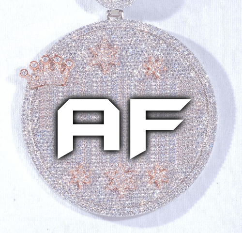 CUSTOM LETTER NECKLACE 3D BIG CROWN DISC