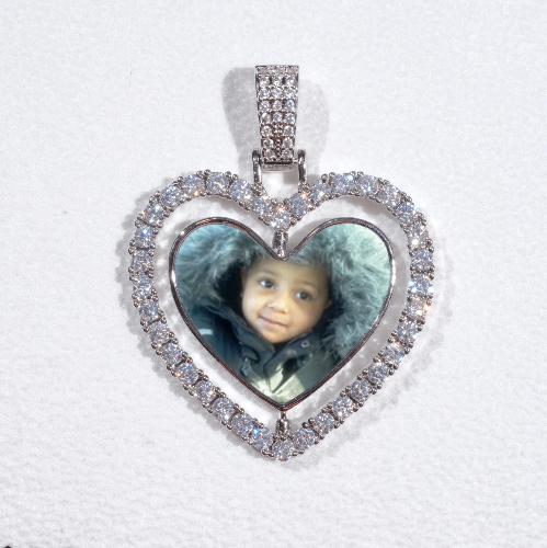 3D Spinning 2-Faced Heart Custom Picture Pendant