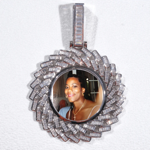 Large 3D Baguette Custom Picture Pendant