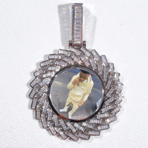 Large 3D Baguette Custom Picture Pendant