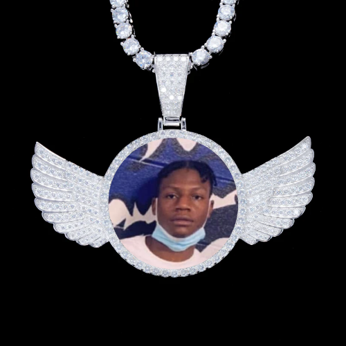 925S & VVS Moissanite 3D Wing Custom Picture Pendant