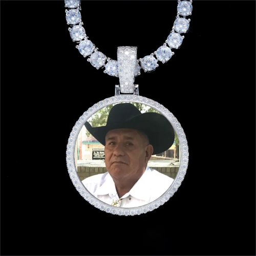 925S & VVS Moissanite 3D Circle Custom Picture Pendant