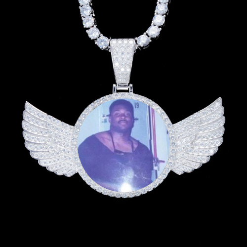 925S & VVS Moissanite 3D Wing Custom Picture Pendant