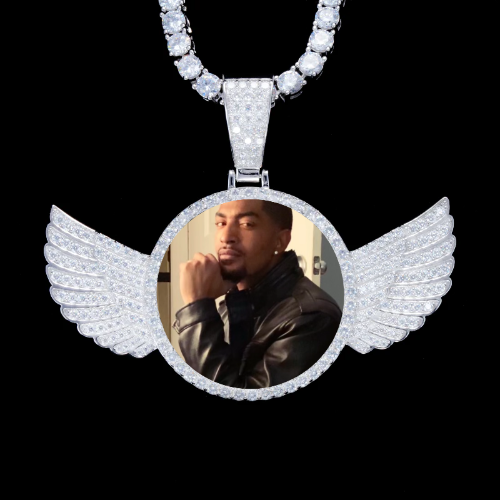 925S & VVS Moissanite 3D Wing Custom Picture Pendant