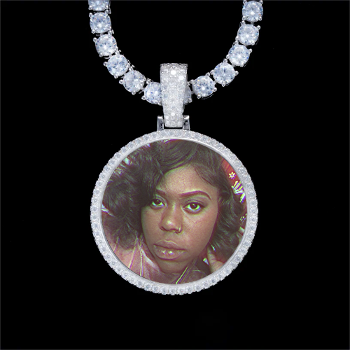 925S & VVS Moissanite 3D Circle Custom Picture Pendant