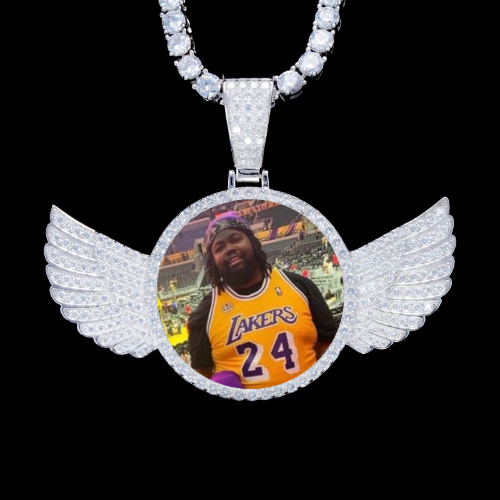 925S & VVS Moissanite 3D Wing Custom Picture Pendant