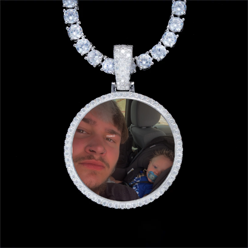 925S & VVS Moissanite 3D Circle Custom Picture Pendant