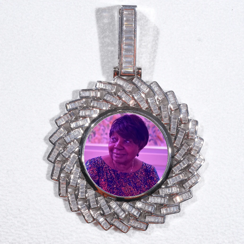Large 3D Baguette Custom Picture Pendant