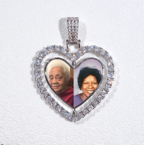 3D Spinning 2-Faced Heart Custom Picture Pendant