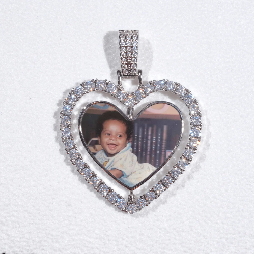 3D Spinning 2-Faced Heart Custom Picture Pendant
