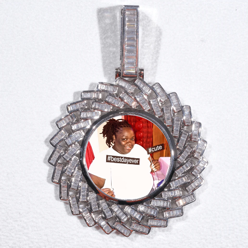 Large 3D Baguette Custom Picture Pendant