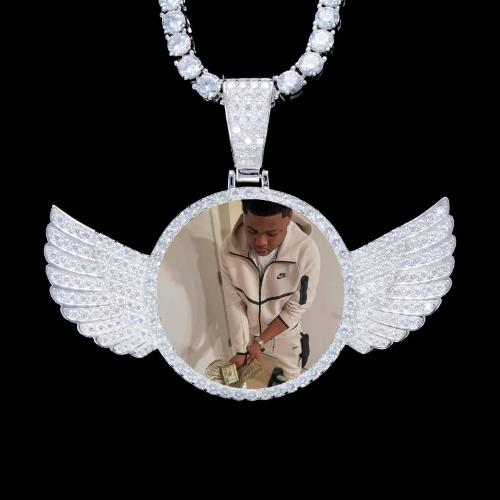 925S & VVS Moissanite 3D Wing Custom Picture Pendant