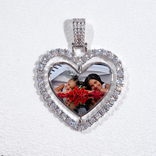 3D Spinning 2-Faced Heart Custom Picture Pendant