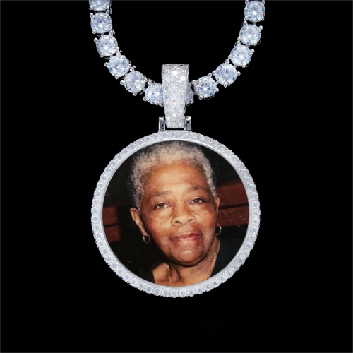 925S & VVS Moissanite 3D Circle Custom Picture Pendant