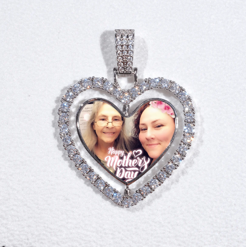 3D Spinning 2-Faced Heart Custom Picture Pendant