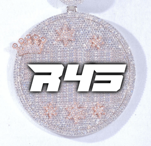 CUSTOM LETTER NECKLACE 3D BIG CROWN DISC