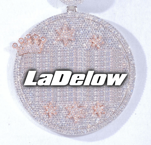 CUSTOM LETTER NECKLACE 3D BIG CROWN DISC