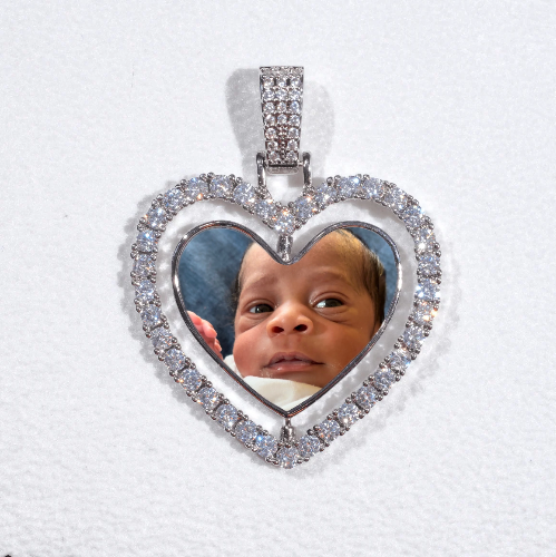 3D Spinning 2-Faced Heart Custom Picture Pendant