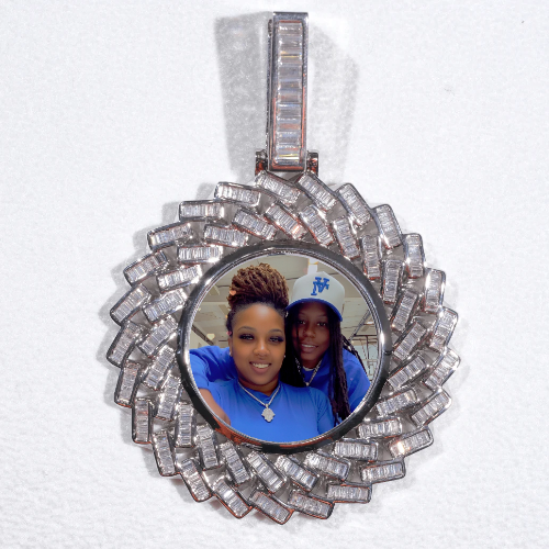 Large 3D Baguette Custom Picture Pendant
