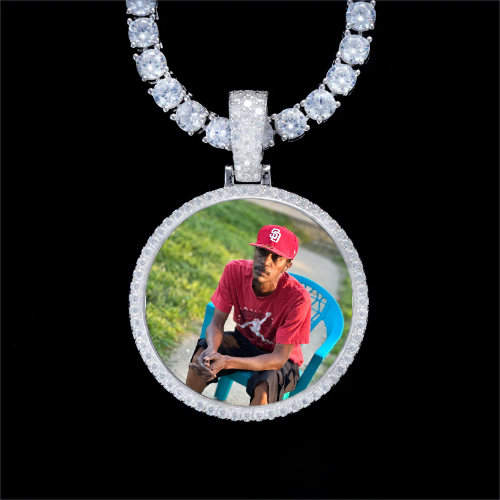 925S & VVS Moissanite 3D Circle Custom Picture Pendant