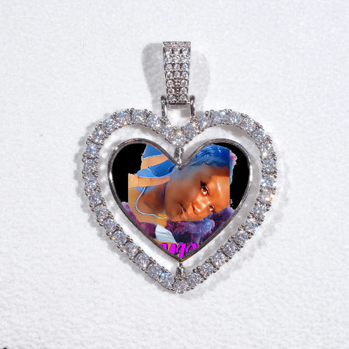 3D Spinning 2-Faced Heart Custom Picture Pendant