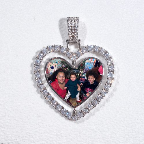 3D Spinning 2-Faced Heart Custom Picture Pendant