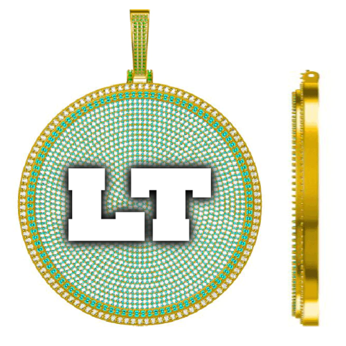 CUSTOM LETTER NECKLACE 3D BIG DISC