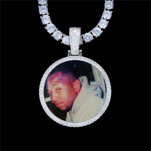 925S & VVS Moissanite 3D Circle Custom Picture Pendant