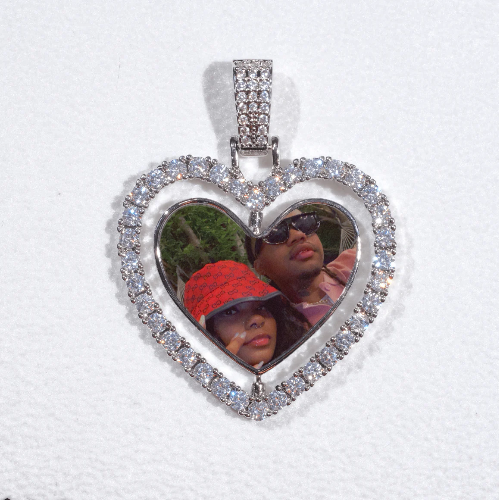 3D Spinning 2-Faced Heart Custom Picture Pendant