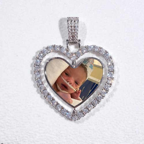 3D Spinning 2-Faced Heart Custom Picture Pendant