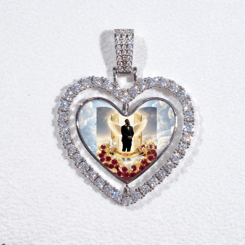 3D Spinning 2-Faced Heart Custom Picture Pendant