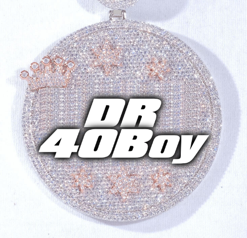 CUSTOM LETTER NECKLACE 3D BIG CROWN DISC