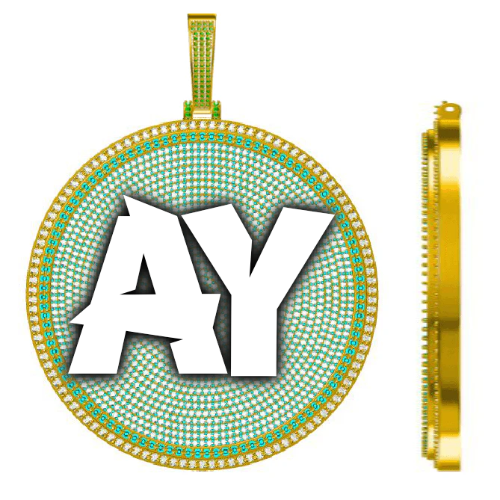 CUSTOM LETTER NECKLACE 3D BIG DISC