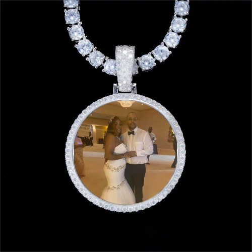 925S & VVS Moissanite 3D Circle Custom Picture Pendant