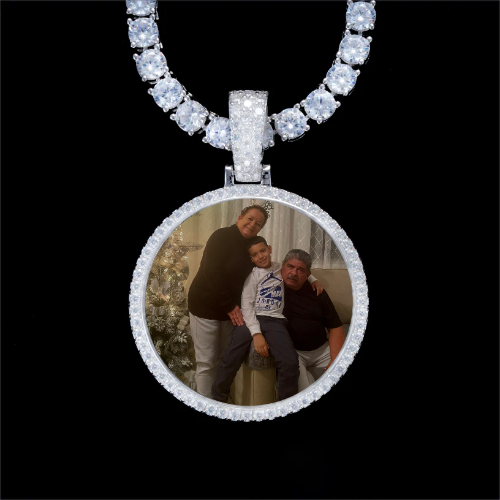 925S & VVS Moissanite 3D Circle Custom Picture Pendant