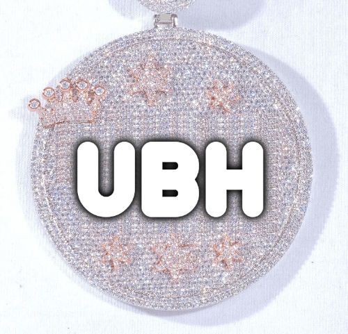 CUSTOM LETTER NECKLACE 3D BIG CROWN DISC
