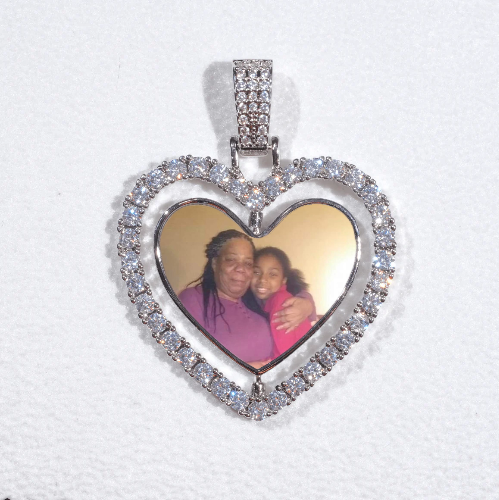 3D Spinning 2-Faced Heart Custom Picture Pendant