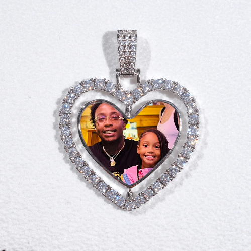3D Spinning 2-Faced Heart Custom Picture Pendant
